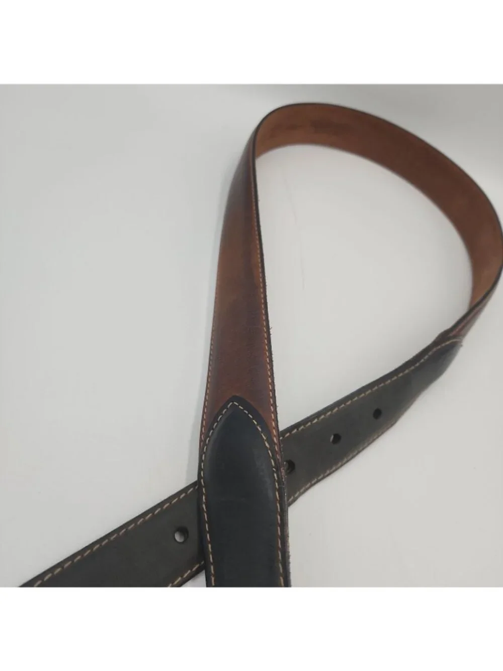 roundtree and yorke mens Leather Belt 36 Brown Black Brass Buckle Fits 33-37